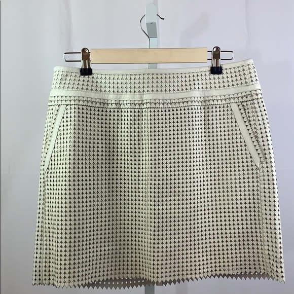 Tory Burch Dresses & Skirts - TORY BURCH Leather Skirt Cream Heart Shapes SZ 8